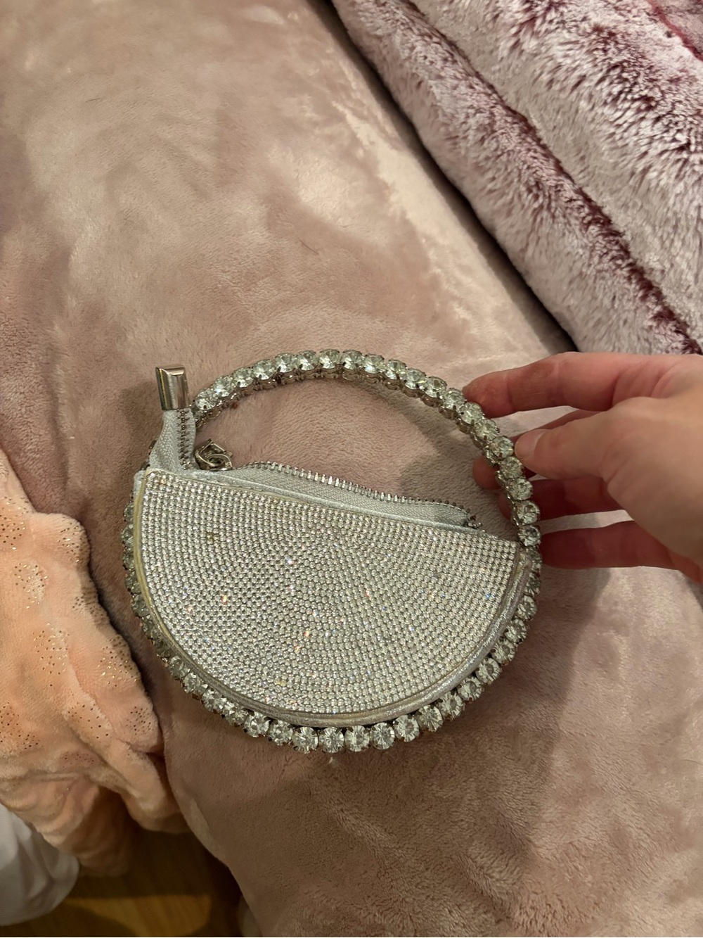 Steve Madden Crystal-Embellished Half-Moon Wristlet - Silver